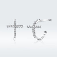 S925 Sterling Silver Earrings with Pavé Set CZ in Platinum Finish