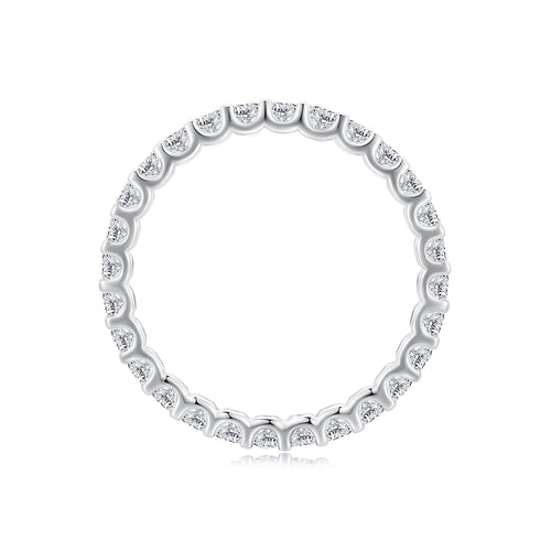 S925 Sterling Silver 2.0mm Moissanite Ring Size 9 for Women