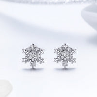 S925 Sterling Silver Earrings with CZ in Pavé Setting - 0.8*0.8cm for Women