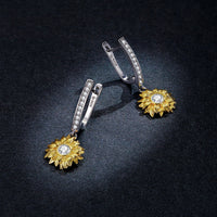 S925 Sterling Silver Plated Gold Pavé Setting CZ Earrings