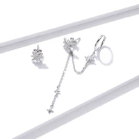 S925 Sterling Silver Earrings with CZ in Pavé Setting, 5.9cm Length, 1cm Size for Women