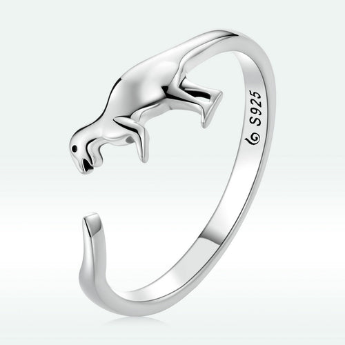 S925 Oxidized Silver Dinosaur Ring for Women