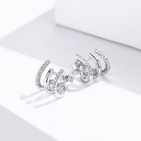 S925 Sterling Silver Platinum Plated Pavé Setting CZ Earrings