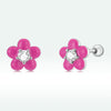 S925 Sterling Silver CZ Pavé Enamel Oxidized Earrings