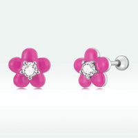 S925 Sterling Silver CZ Pavé Enamel Oxidized Earrings