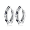 S925 Oxidized Silver Pavé CZ Earrings Size 14*2.5mm for Women