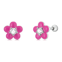 S925 Sterling Silver CZ Pavé Enamel Oxidized Earrings