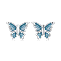 S925 Sterling Silver Earrings with Enamel Process, 6*8mm, Plated Platinum for Women