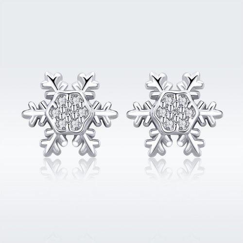 S925 Sterling Silver Earrings with CZ in Pavé Setting - 0.8*0.8cm for Women