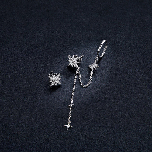 S925 Sterling Silver Earrings with CZ in Pavé Setting, 5.9cm Length, 1cm Size for Women