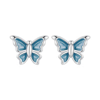 S925 Sterling Silver Earrings with Enamel Process, 6*8mm, Plated Platinum for Women