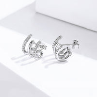 S925 Sterling Silver Platinum Plated Pavé Setting CZ Earrings