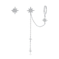 S925 Sterling Silver Earrings with CZ in Pavé Setting, 5.9cm Length, 1cm Size for Women
