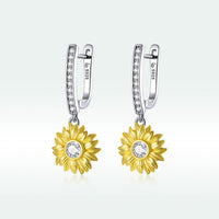 S925 Sterling Silver Plated Gold Pavé Setting CZ Earrings