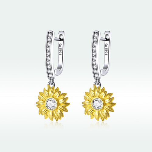 S925 Sterling Silver Plated Gold Pavé Setting CZ Earrings