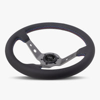 The Daytona | Black Perforated Leather | Graphite Spoke | RED Stitch