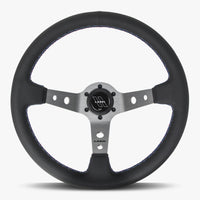 The Daytona | Black Perforated Leather | Graphite Spoke | RED Stitch