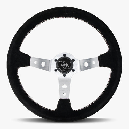 The Daytona | Black Alcantara Suede | Silver Spoke | Black Stitch
