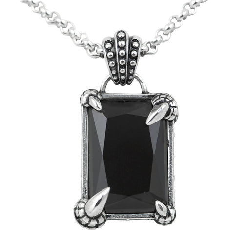 Dragon Claw Necklace Gothic Black Stone Pendant 20 Inch