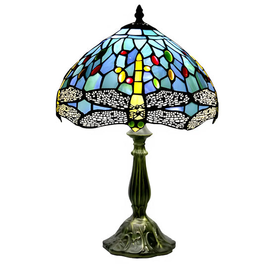 Dragonfly Tiffany-Inspired Lamp Glass with Tabletop Design