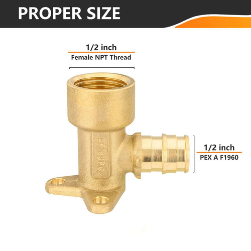 PEX A Expansion 1/2" x 1/2" Female NPT Drop Ear Elbow (Lead Free) Plumbingsell