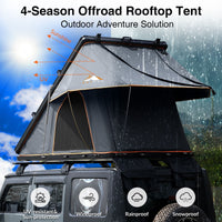 Roll over image to zoom in Adventurer Plus Rooftop Tent Hardshell with Side Awning, Air Conditioner Outlet with Bracket, &Replaceable Rain Flies, Truck Bed Tent for Camping, Pop Up Overland Roof Tents
