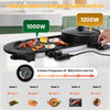 2 in 1 Electric Hot Pot with BBQ Grill Cooker 2200W Smokeless Non-Stick Korean BBQ Grill Shabu Shabu Hot Pot with Independent Temperature Control 5 Gears Firepower For 2-10 People