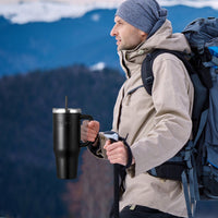 40 oz Insulated Water Bottle Stainless Steel Coffee Cup Handheld Black EasyOptionXY LLC