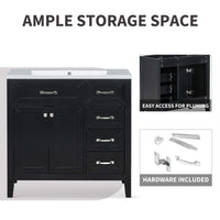 36\" Bathroom Vanity with Sink Combo, Black Bathroom Cabinet with Drawers, Solid Frame and MDF Board EasyOptionXY LLC