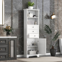 White Tall Storage Cabinet with 3 Drawers and Adjustable Shelves for Bathroom, Kitchen and Living Room, MDF Board with Painted Finish EasyOptionXY LLC