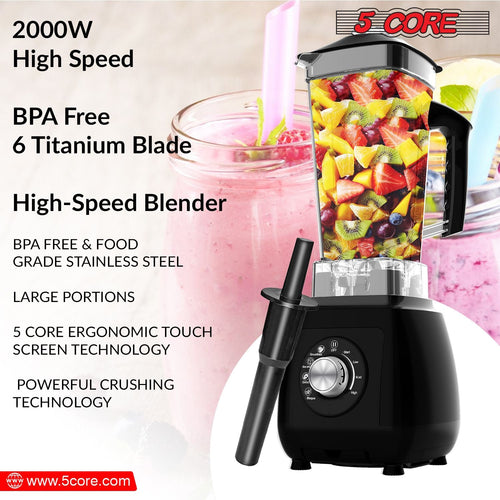 5 Core 2L Professional Countertop Blender For Kitchen 68 Oz 2000W High Speed BPA Free 6 Titanium Blade Smoothie Blender Electric For Soup Shake Juice Multi-Speed Manual JB 2000 M EasyOptionXY LLC