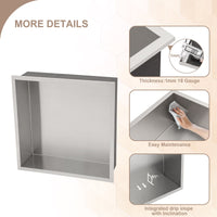 Brushed Stainless Steel Wall Shower  Niche , Double Recessed Shower Shelf for Bathroom EasyOptionXY LLC