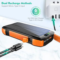 Portable Charger, Solar Power Bank 33500mAh Fast Charging, Solar Battery Pack with Waterproof 6W Bright Flashlight for iPhone S amsung Tablet
