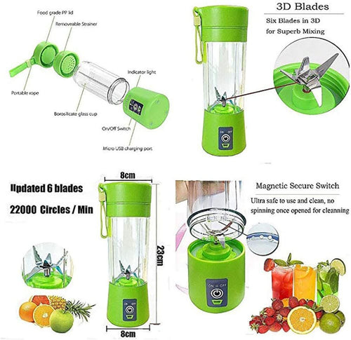 Personal blender with 6 blades; Personal Size Blender Juicer Cup; Smoothies and Shakes Blender; Handheld Fruit Machine; Blender Mixer Home
