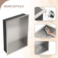 Brushed Stainless Steel Wall Shower  Niche , Double Recessed Shower Shelf for Bathroom EasyOptionXY LLC