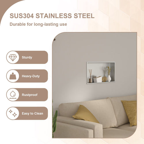 Brushed Stainless Steel Wall Shower  Niche , Double Recessed Shower Shelf for Bathroom EasyOptionXY LLC