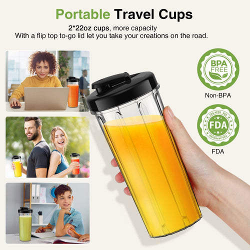 KOIOS Smoothie Blender, Max 1000w Personal Blender for Shakes and Smoothies, 12Pcs Coffee Grinder and Countertop Blenders Combo for Kitchen, Portable Smoothie Blenders with 2x22 oz To-Go Cups, Non-BPA EasyOptionXY LLC