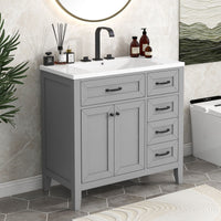 36\" Bathroom Vanity with Sink Combo, Black Bathroom Cabinet with Drawers, Solid Frame and MDF Board EasyOptionXY LLC