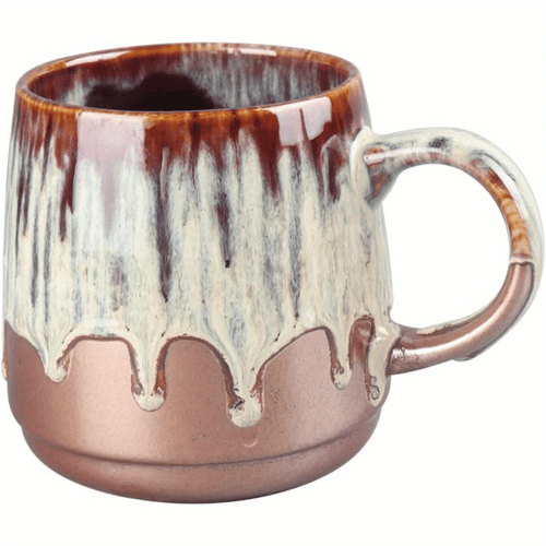 Large Ceramic Coffee Mug, 21 Oz, Gilt Beige Blue Tea Cup for Office and Home, Dishwasher and Microwave Safe EasyOptionXY LLC