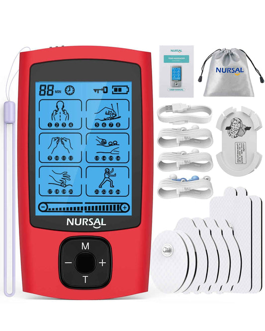 24-Mode TENS &amp; EMS Unit – Rechargeable Muscle Stimulator with 8 Pads