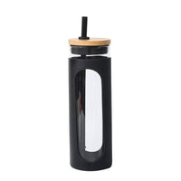 Glass Water Tumble Straw Silicone Bamboo Lids Iced Coffee Cup Bottle Reusable EasyOptionXY LLC