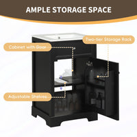 20\" Bathroom Vanity with Sink, Bathroom Cabinet with Soft Closing Door, Storage Rack and Adjustable Shelves EasyOptionXY LLC