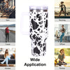 40oz 5D cowprint Insulated Tumbler With Handle And Straw Lid Portable Large Capacity water bottle, Heat preservation,304 Stainless Steel Cup For Outdoor Sports, Travel & Camping Birthday Gift EasyOptionXY LLC