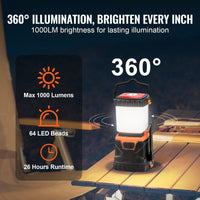 LED Camping Lantern Rechargeable Portable 1000LM for Outdoor Adventure EasyOptionXY LLC
