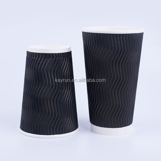 50PCS 8oz 12oz 16oz Custom Printed E co F riendly Triple Ripple Wall cup 3 Layer Disposable hot drink Coffee Paper Cups EasyOptionXY LLC