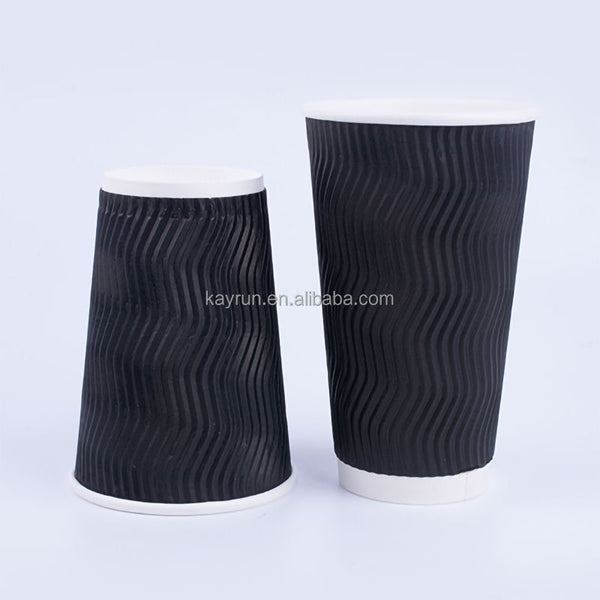 50PCS 8oz 12oz 16oz Custom Printed E co F riendly Triple Ripple Wall cup 3 Layer Disposable hot drink Coffee Paper Cups EasyOptionXY LLC