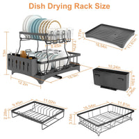 Dish Drying Rack with Drainboard Detachable 2-Tier Dish Rack Drainer Organizer Set with Utensil Holder Cup Rack Swivel Spout for Kitchen Counter EasyOptionXY LLC