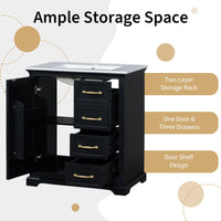 30" Bathroom Vanity with Sink, One Package, Bathroom Cabinet with Drawers, Solid Frame and MDF Board EasyOptionXY LLC