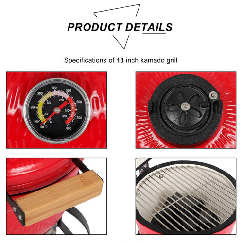 13" Ceramic Charcoal Grill XH – Compact Kamado-Style Outdoor Cooker