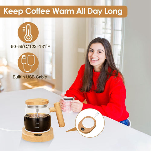 Electric Mixing Mug 400ML High Speed Mixing Cup USB Rechargeable Self String Mug with Warming Pad for Coffee Milk Protein Powder Egg EasyOptionXY LLC